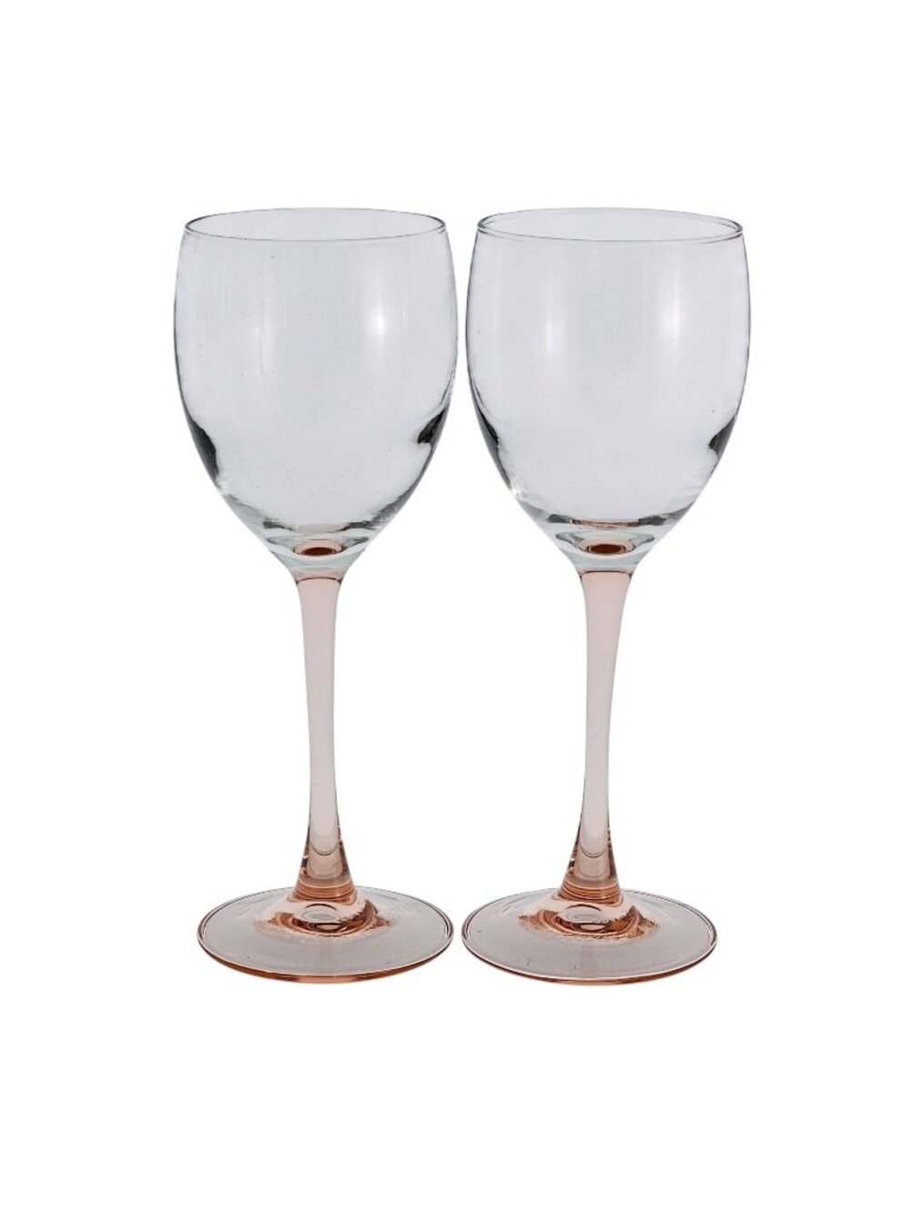 2 Cristal d'Arques Blush Pink Crystal Wine Glasses 7.5" color stem footed glass